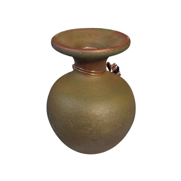 Jeremy Diller Earth Fire Raku Small Vase With Beaded Accents - Picture 4 of 8